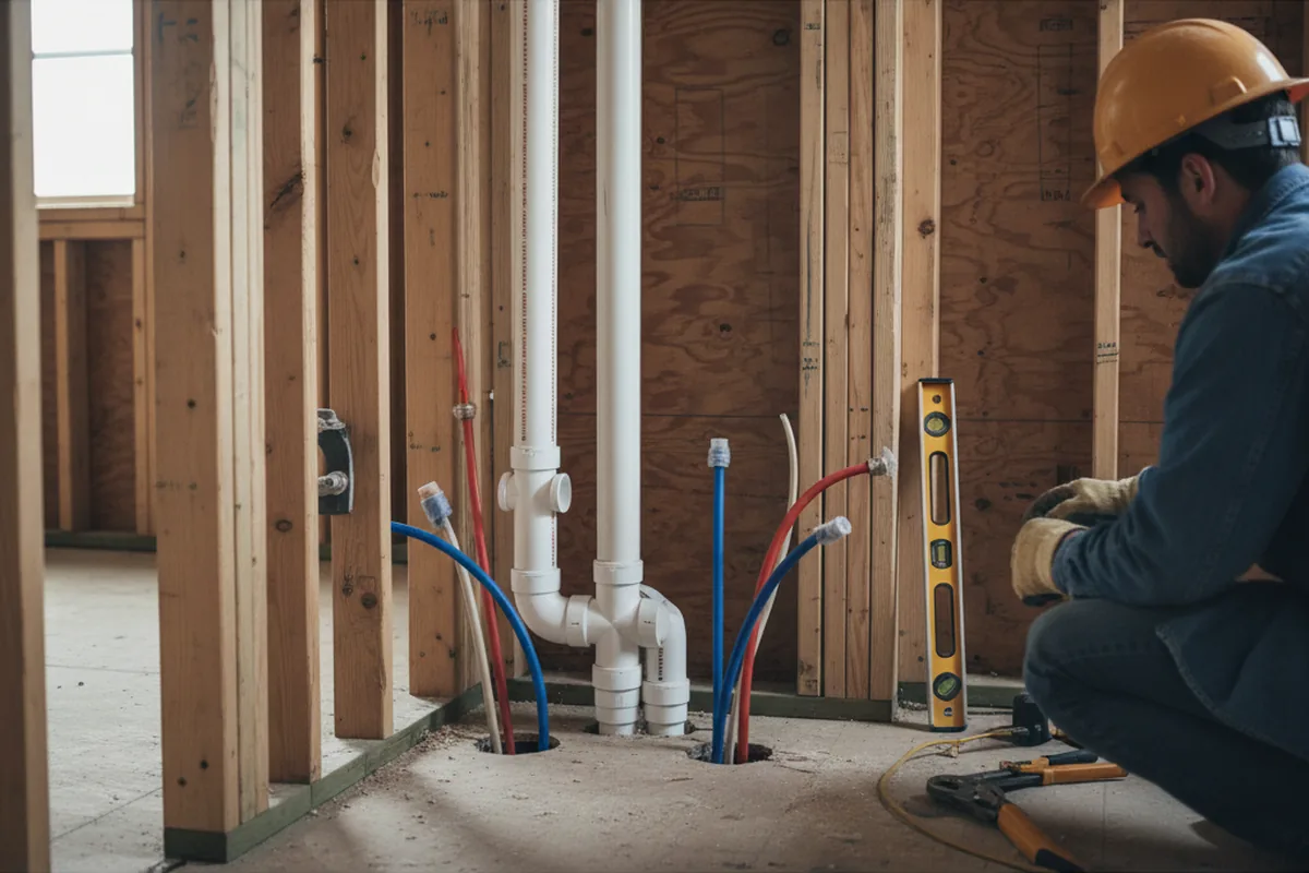 Drain and supply rough-in during Sump Pump Repair in Duncan
